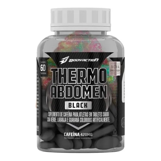 Thermo Abdomen Black 400mg Cafeína 60 Tablets - Bodyaction Sabor Sem sabor