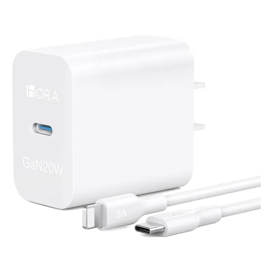 Cargador Usb C Gan Turbo 3a 20w Carga Rápida Compatible Con iPhone 11/12/13/14/xs/xr Cargador Tipo C Con Cable Usbc A Ip 1hora Gar154