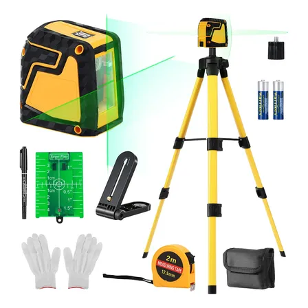 Nível Laser 2 Linhas 20m Verde Esquadro + Tripé Suporte Kit
