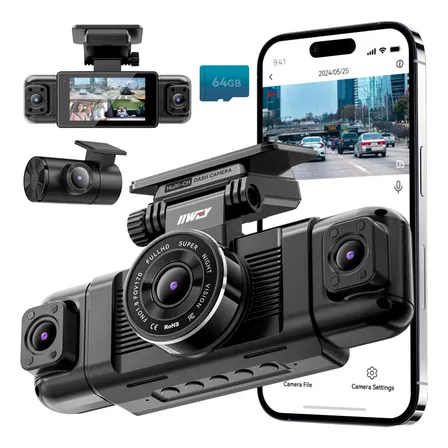 Câmera Veicular N5 2k Wifi 4 Canais Visão 360° Cartão 64gb