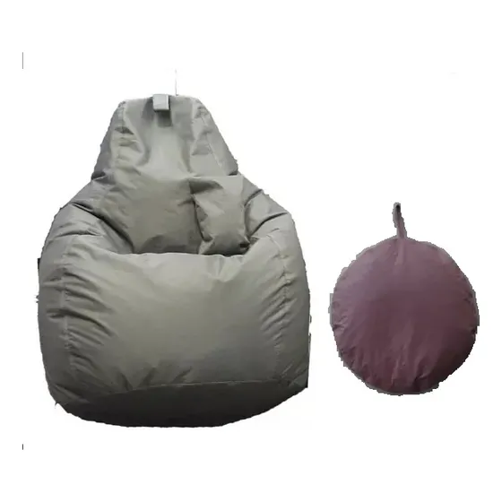 Puff Gris Para Personas De 1.80 Alto+mini Apoya Pie Especial