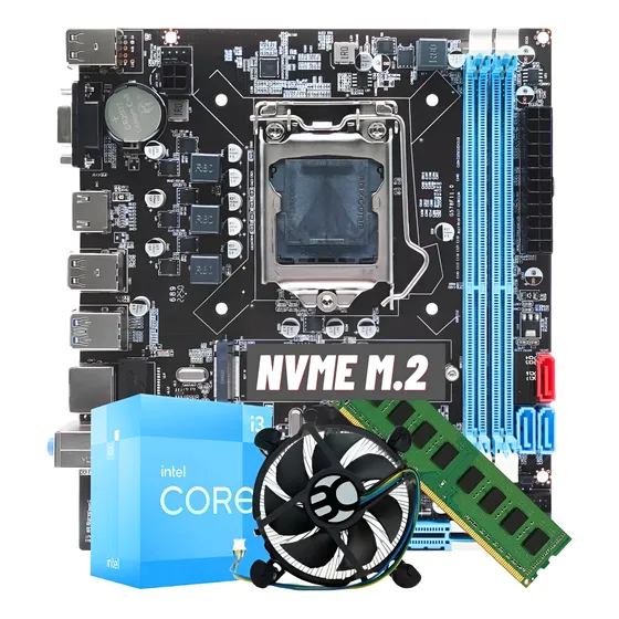 Kit Placa Mãe  Lga1155 B75 M2 + I3 3220 + 8gb + Gigalan