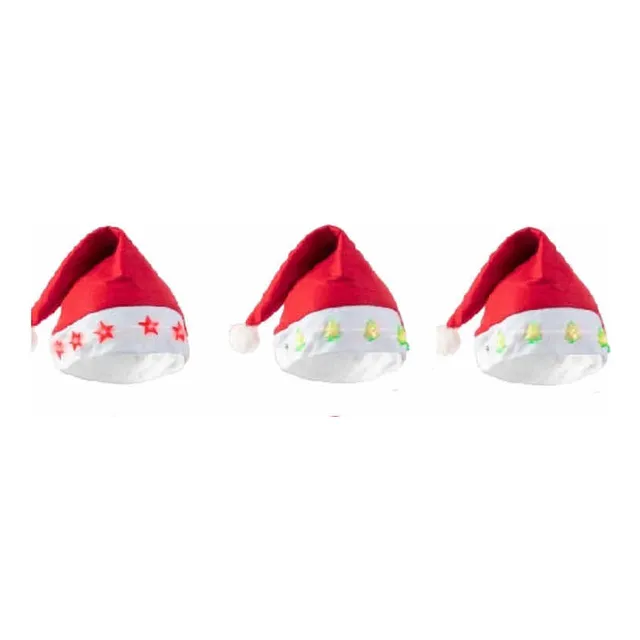 Paquete De 3 Gorros Navideños Con Luces Paño Lenci