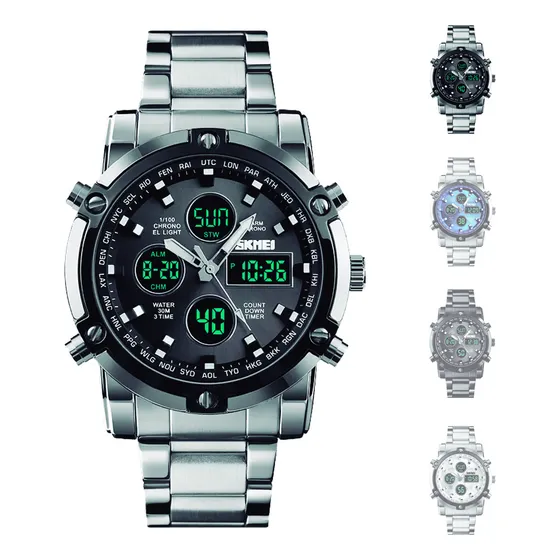 Reloj Caballero De Acero Inoxidable Original Lujo Skmei 1389