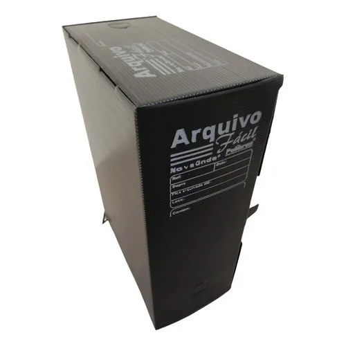 10 Caixa Arquivo Morto Polionda Preto Ofício Plástico Polibras Of Preto 250x130x350