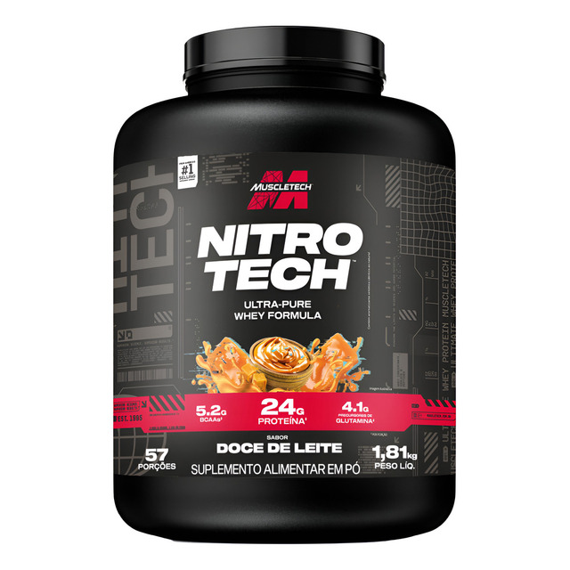 Whey Protein Ultra Pure Muscle Tech 4lb 100% Puro Nitro Tech Sabor Doce De Leite