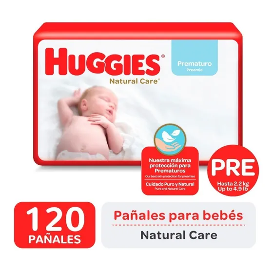 Pañales Huggies Natural Care Pr Pack X 4 Prematuros