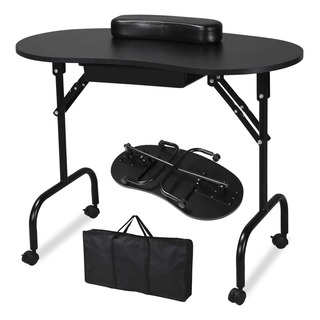 Mesa De Manicura Portátil Plegable 94 Cm Con Ruedas Y Cajón Mesa De Manicura Portátil Plegable 94 Cm Con Ruedas Y Cajón