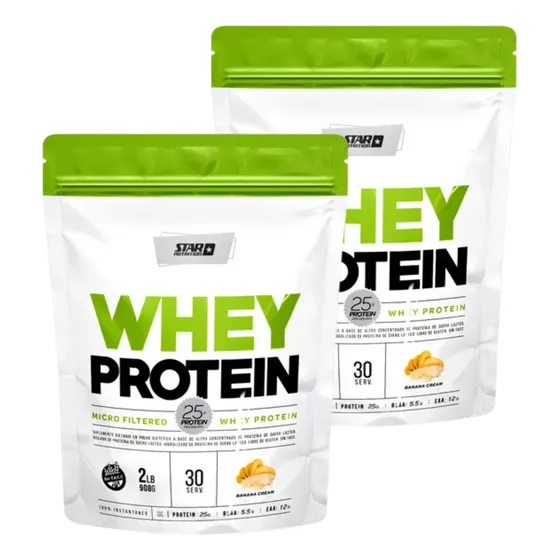 Suplemento En Polvo 2 Star Nutrition Whey Protein 908gr Sabor Banana