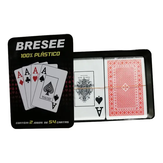 Naipe Baraja Ingles Plástico En Caja Metálica 1 Par Bresee