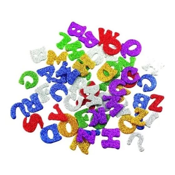 Letras De Foami Adhesivas Escarchadas Pote De 300 Pzs