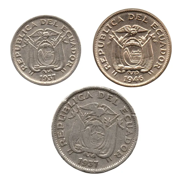 Ecuador 5, 10 Y 20 Centavos 1937 Y 1946