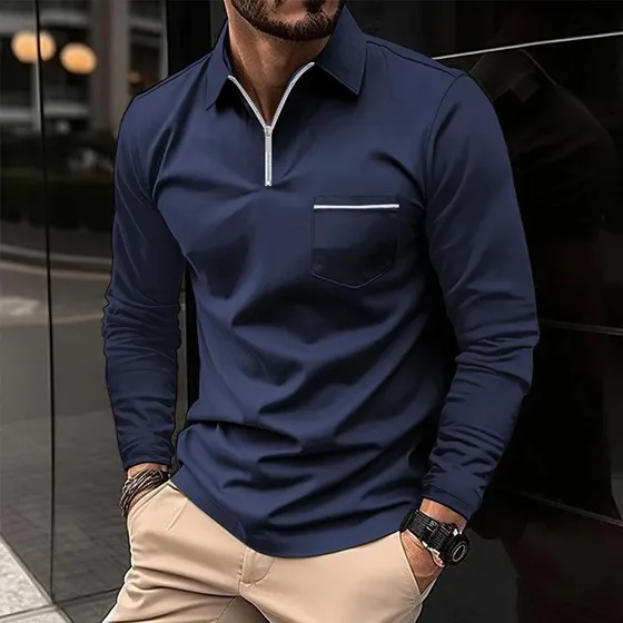 .1 Polo Deportivo De Manga Larga Con Bolsillo For Hombre