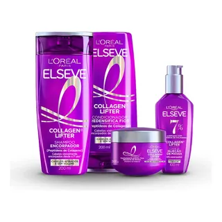 Kit Elseve Collagen Lifter Shampoo Cond 200ml Másc Leave-In
