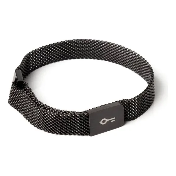 Pulseira Masculina Imã de Malha de Aço Preto Key Design