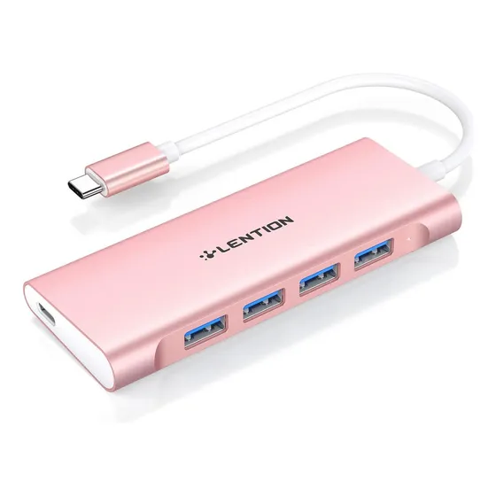 Lention Adaptador Hub 4x Usb3.0 Usb C 5 Em 1 Para Macbook Pro 2016-2023 Novo Mac Air/iPad/surface Chromebook Adaptador Multiporta Tipo C Driver Stable