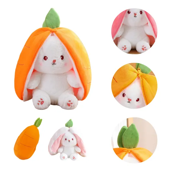 Peluche De Conejo Frutilla Zanahoria 2 En 1 Reversible