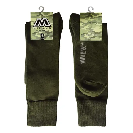 X6 Calceta De Vestir De Algodón Grueso Uniformados Verde Musgo 40-44