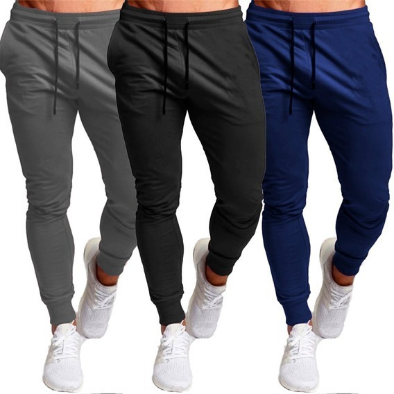 Kit 3 Calça Moletom Masculina Skinny Jogger Esportiva Treino Kit 3 Calça Moletom Masculina Skinny Jogger Esportiva Treino