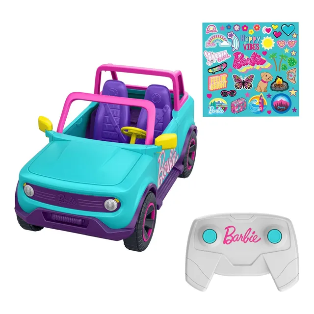 Coche Rosa De Barbie Con Espacio Para 2 Muñecas Y Accesorios