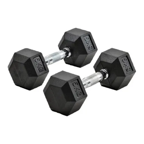 Mancuernas Hexagonales 5 Kg Pesas Dumbells Par Gym Crossfit