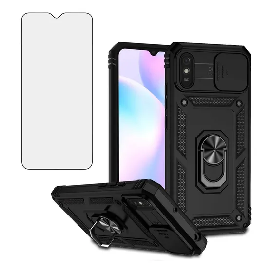 Cubierta Para Xiaomi Redmi 9a, 9at, Con Protección En Negro
