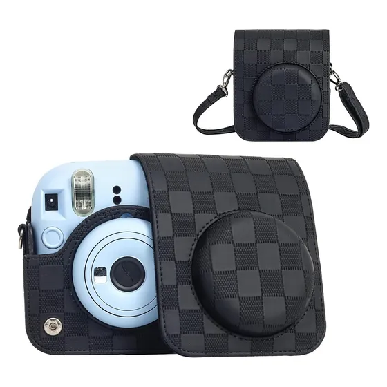 Capa / Case Proteção Bolsa Rígida Para Instax Mini 12 Xadrez