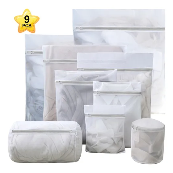 Malla Bolsas De Lavandería Con Organizadora Lavar Set De 9