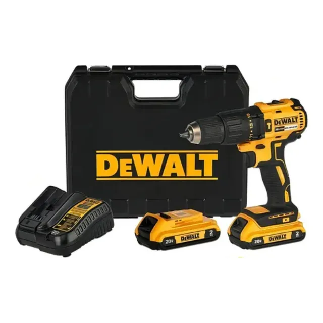 Taladro percutor atornillador inalámbrico de 13mm DeWalt DCD7781D2 + 2 baterías de 2Ah + accesorios con maletín de transporte