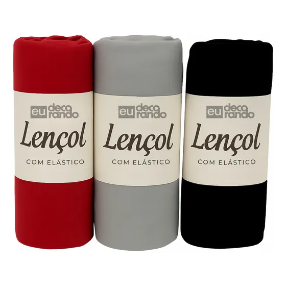 Kit 3 Lençol Solteiro Com Elástico 100% Algodão Sortidos