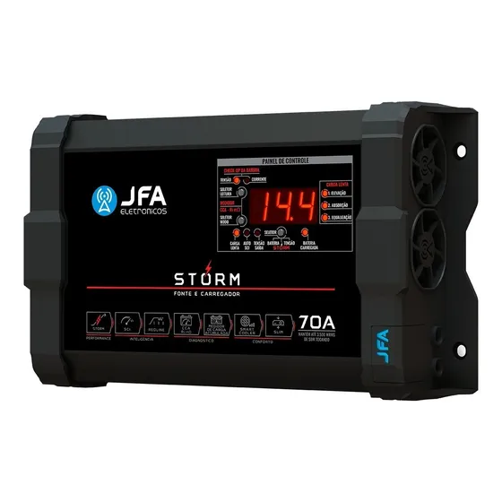 Fonte Carregador Jfa 70a Slim Bivolt C/ Voltímetro Full