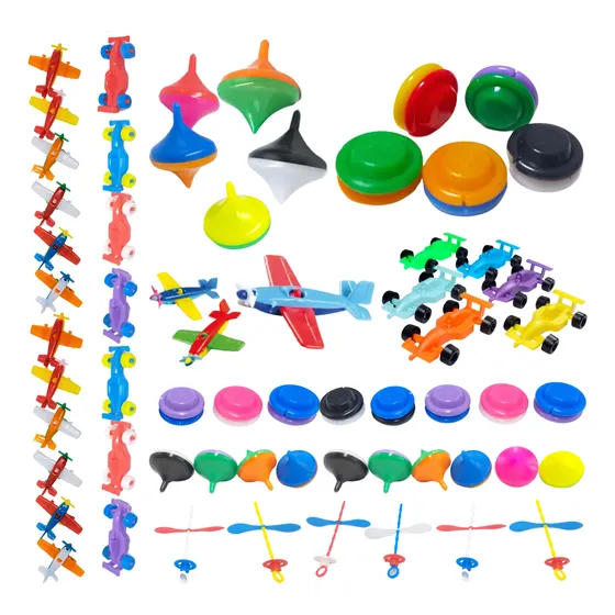 Brinquedos De Movimento Ioiô Carrinho Avião Hélice Pião Kit
