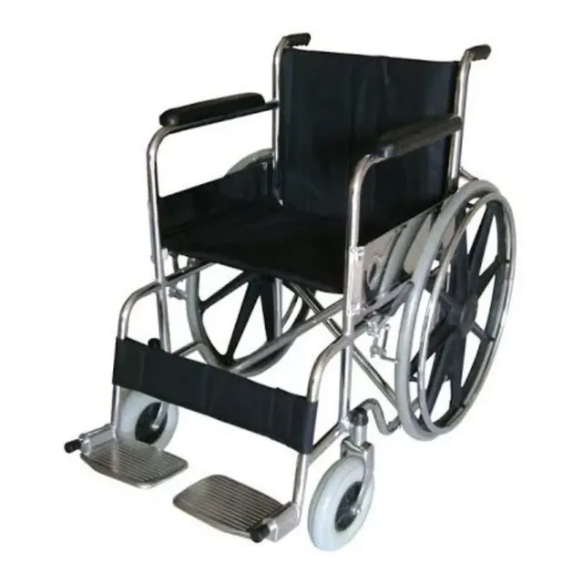 Silla De Ruedas De Lona Aros Pvc Llantas Anchas Color Negro