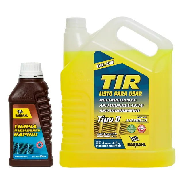 Kit Refrigerante 50% Diluido 4l + Limpia Radiadores 350ml