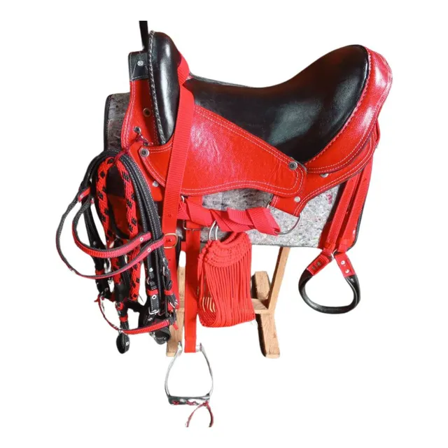 Silla De Caballo Forrada En Cuero Con Accesorios En Reata