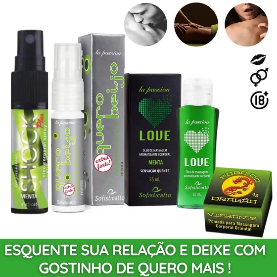 Kit Erótico Para Massagem Tântrica Ice Menta Pomada E Óleo 