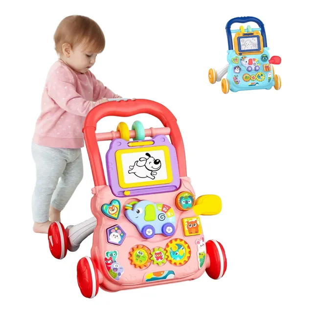 Andadera Para Bebes Musical KIDDOS 3 En 1 Juguete Didáctico Extraíble Tablero De Dibujo Y Sonido Para Niños Color Rosa