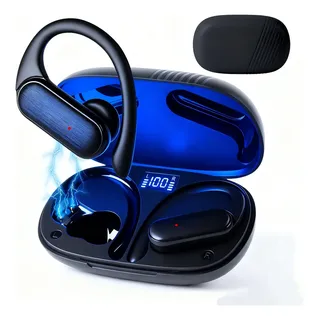 Audífonos Inalámbricos Bluetooth 5.3 Deportivos Con Gancho Color Negro