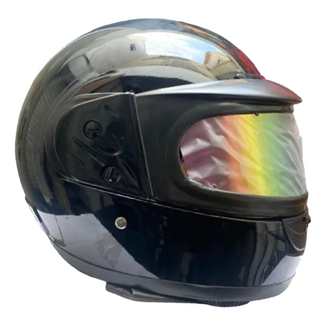 Casco Moto Doble Visor Con Cuellera Negro