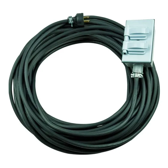 Extension Cable Uso Rudo 30 Metros Calibre 12 Contacto Doble Color Negro