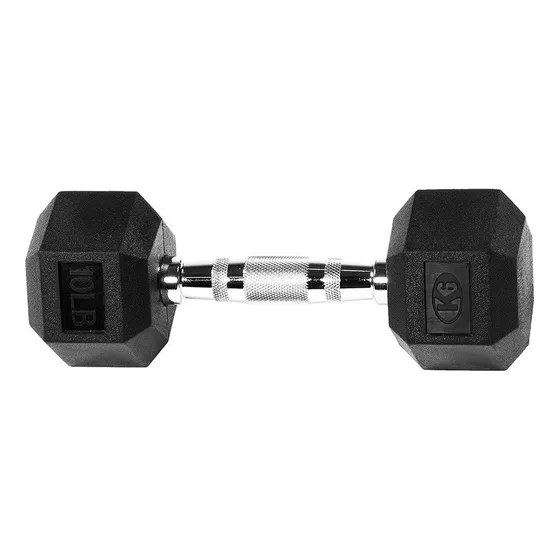 Mancuerna Hexagonal Encauchetada 4.5kg K6 Gym Pesa 10lbs Color Negro