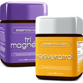 Kit Tri Magnésio Com Dimalato, Bisglicinato E Óxido De Magnésio - 60 Cápsulas + Resveratrol 165mg - 30 Doses Kit Tri Magnésio Com Dimalato, Bisglicinato E Óxido De Magnésio - 60 Cápsulas + Resveratrol 165mg - 30 Doses