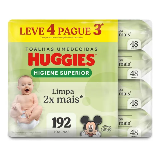 Pack Toalha Umedecida Disney Baby Huggies Max Clean Pacote 4 Unidades Leve Mais Pague Menos