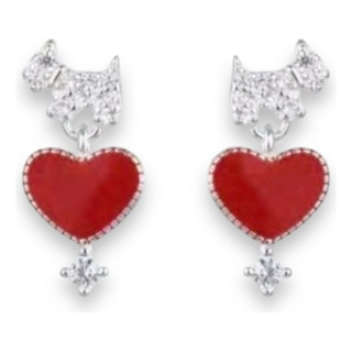 Aros Pasantes Perro Y Corazón Plata 925 Italy 3,70gr Aros Pasantes Perro Y Corazón Plata 925 Italy 3,70gr