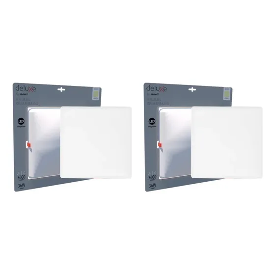 Kit 2 Painel Led Flat Sem Borda Quadrado Embutir 4000k 36w