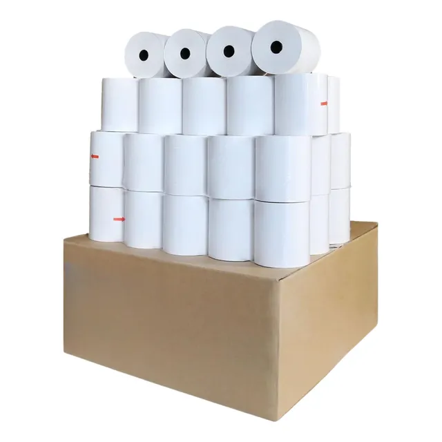 Caja 50 Rollos Papel Térmico 80mm X 80mts Largo Color Blanco