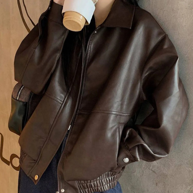 Jaqueta couro oversized