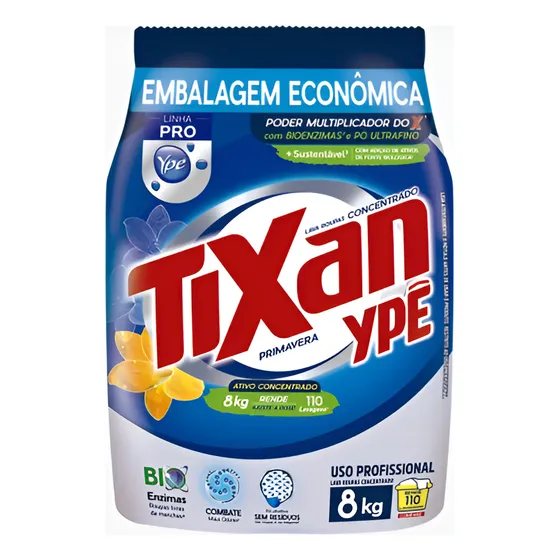 Sabão Em Pó Lava Roupas Tixan Ypê Primavera 8 Kg