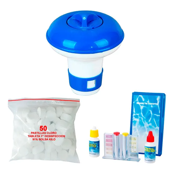Kit Dosificador Flotante + Pastillas Cloro + Medidor Ph
