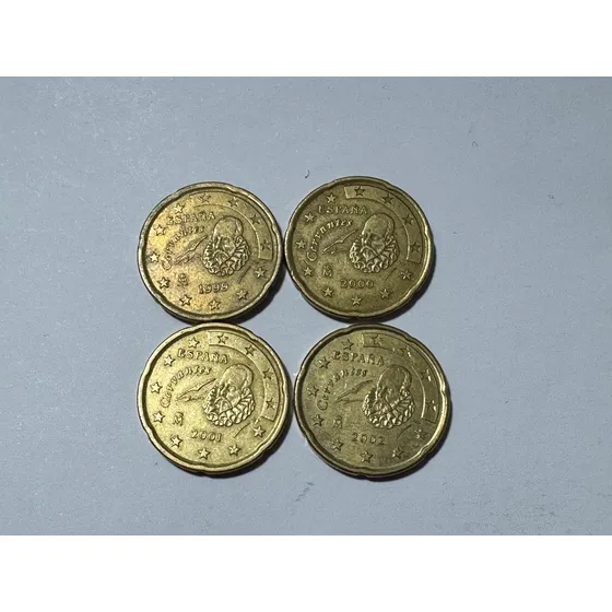 Moedas Espanha 20 Cents Euro 1999 2000 2001 E 2002 Ma292